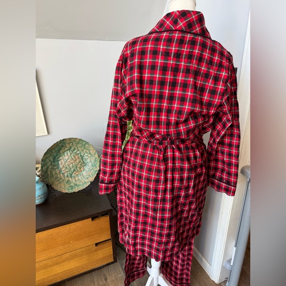 Lands' End Womens 3-Piece Red Plaid Flannel Pajama Set w/ Robe Medium cozy comfy - Picture 8 of 8